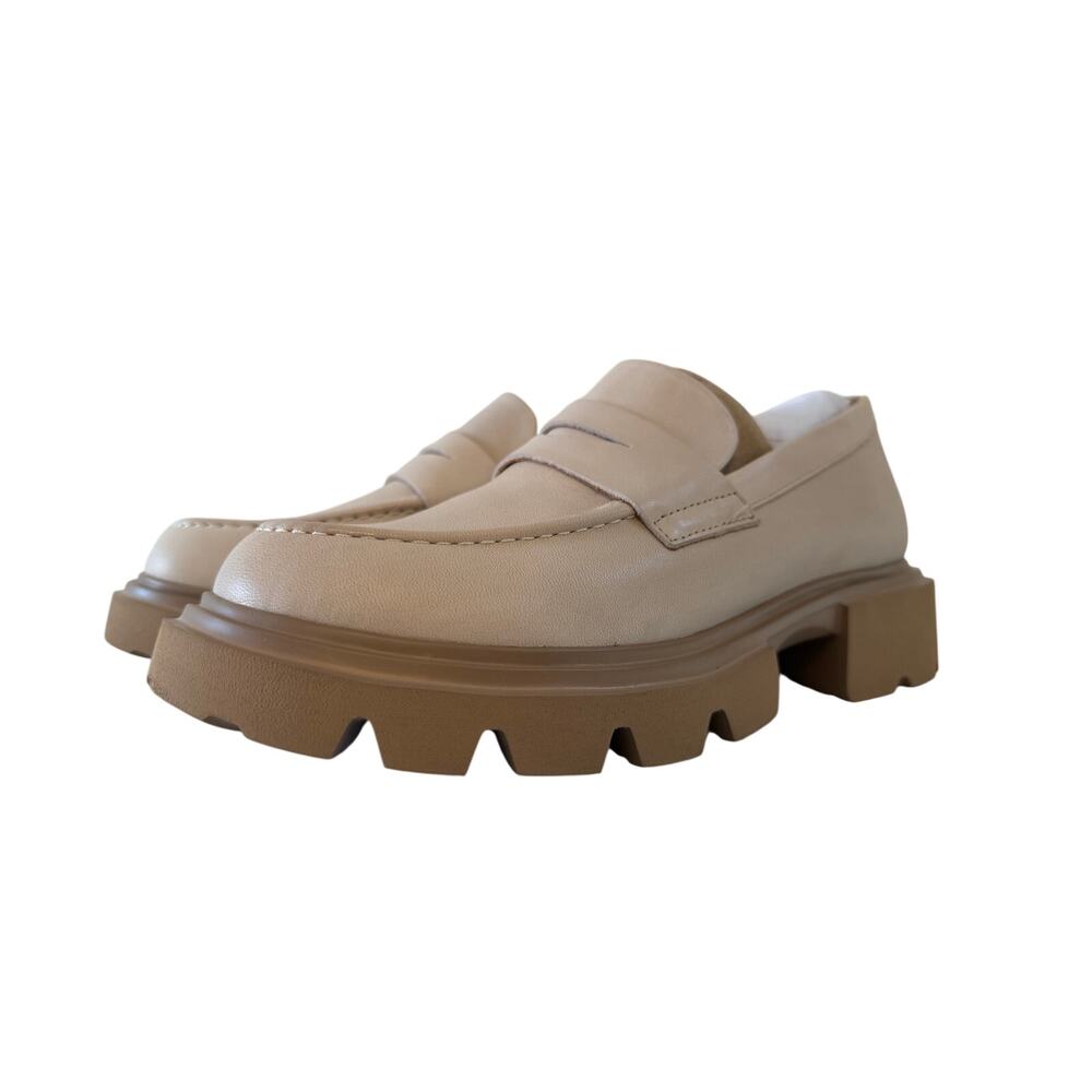 NIB EOS Melbourne Ade Leather Lug Sole Loafer Shoes Womens Sz 37 US 6.5 7 Birch